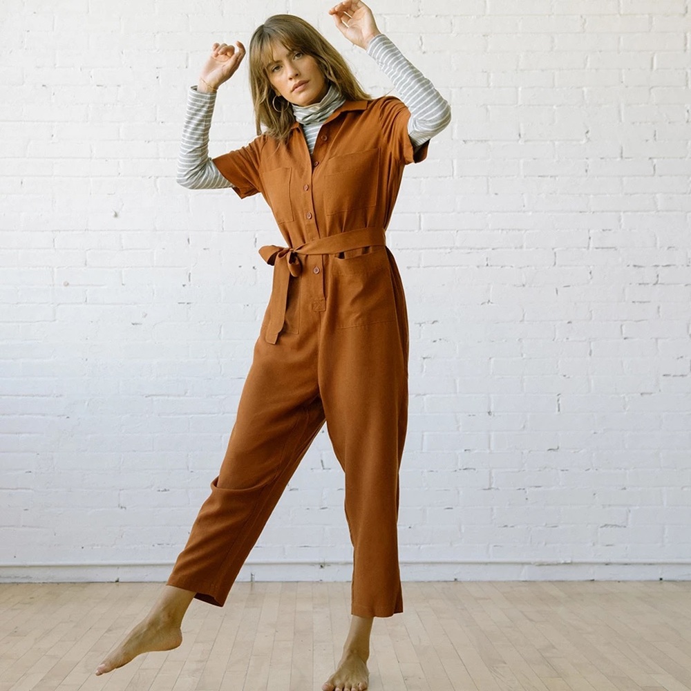 Tradlands Finn Jumpsuit Tencel Clay Size S